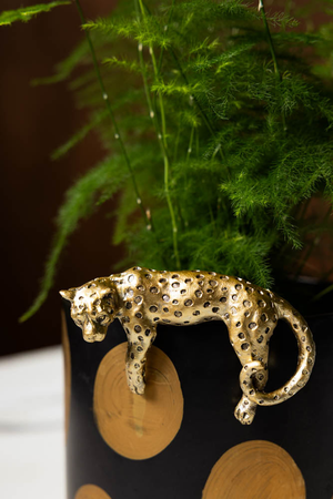 Small Gold Lounging Leopard Decoration