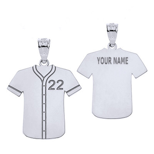 .925 Sterling Silver Engravable Baseball/Softball Jersey Number Sports Pendant