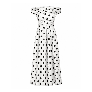 Betty Asymmetric Midi Dress Polka (M)