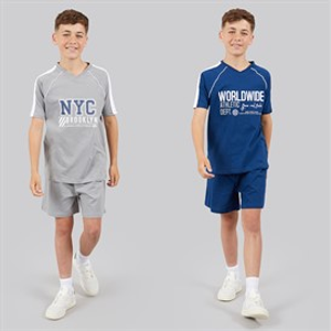 Kangaroo Poo Boys Two Pack T-Shirt And Shorts Sets Navy/Grey