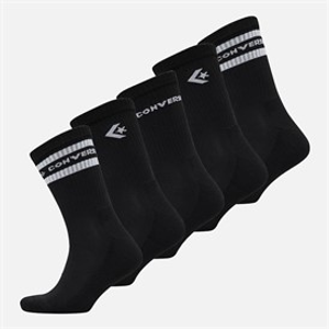 Converse Mens Mixed Logo Five Pack Crew Socks Black