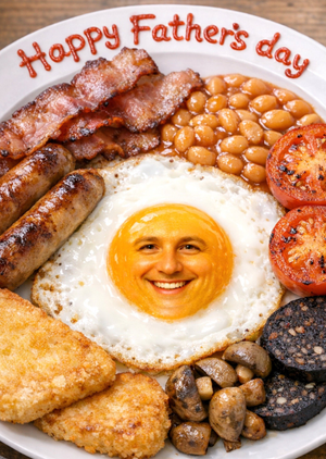 Full English Breakfast Face Photo Upload Father's Day Card