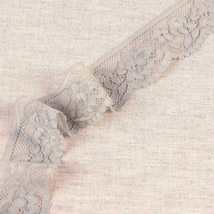 Dentelle élastique fleurie - Gris moyen