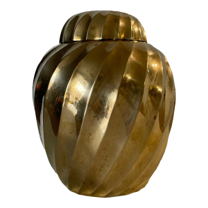 Ethan Allen Brass Spiral Lidded Ginger Jar
