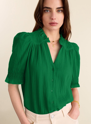 Nolan Organic Cheesecloth Blouse - UK 08 | EU 34 | US 04 / Bright Emerald