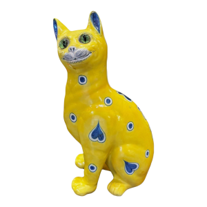 Late 19th Century Yellow Emile Gallé Cat Statue