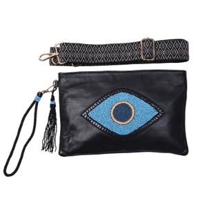 Leather Bag With Lucky Eye Beading (M)