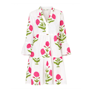 Yumi White Cotton Floral Tunic (XXXL)