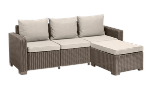 California 3 Seater Chaise Longue Lounge Set - Cappuccino