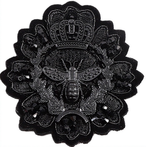 Blason à coudre abeille - Perles noires