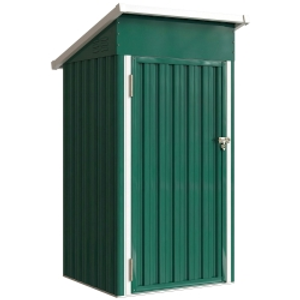 Outsunny Caseta de Jardín Exterior Metálico 0,74 m² 107,5x91x185 cm con Techo Inclinado Puerta con Cerradura Ventilaciones Verde