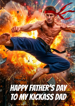 To My Kickass Dad Martial Arts Face Swap Photo Upload Father's Day Card