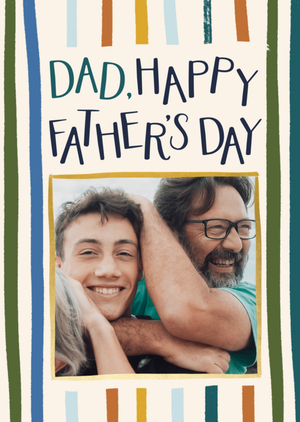 Striped Photo Upload Father's Day Card