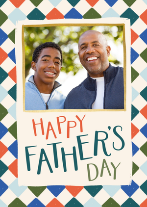 Diamond Pattern Photo Upload Father's Day Card