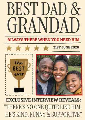 Sentimental Newspaper Spoof Dad And Grandad Photo Upload Father's Day Card