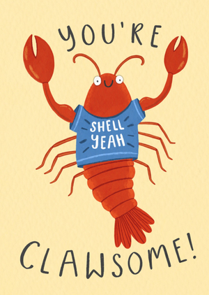 You're Clawsome Funny Pun Illustrated Lobster Father's Day Card