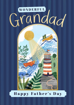 Illustrated Lighthouse And Boats Grandad Father's Day Card