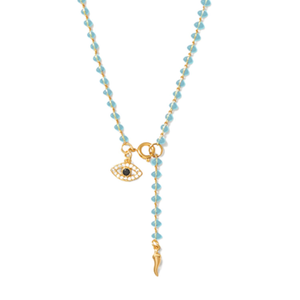 Turquoise Protection Evil Eye Bead Lariat (18")