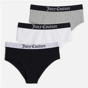 Juicy Couture Girls Three Pack Hipster Briefs Black