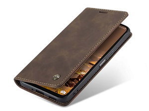CaseMe Slim Synthetic Leather Wallet Case with Stand for Samsung Galaxy A37 - Chocolate