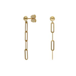 New 9ct Yellow Gold Paper Link Chain Drop Earrings