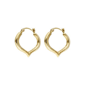 Pre-Owned 9ct Yellow Gold Diamond Cut Heart Creole Earrings