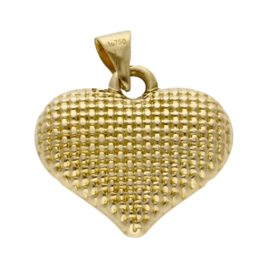 Pre-Owned 18ct Yellow Gold Hollow Textured Heart Pendant