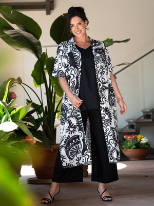 Selma by CISO Black/White Printed Shirt Dress