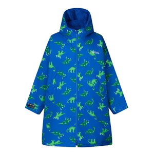 Regatta Kids Spirit Of Adventure Waterproof Changing Robe - 5 - 9 Yrs / Olympian Blue Dino