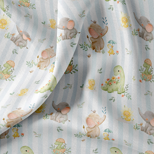 Tissu popeline de coton - Ellie blanc et bleu