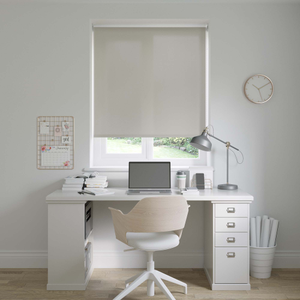 No Drill Nairn FR Cashmere Beige Roller Blinds: 1020mm x 1040mm Recess