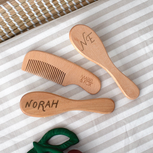 Mabel & Fox - Personalised Wooden Brush Set - Timeless Script