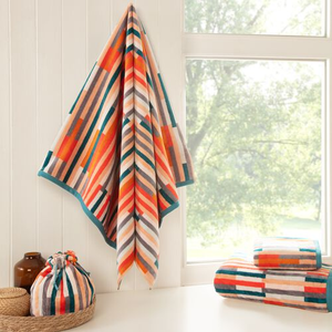 GEO STRIPE TEAL Hand Towel