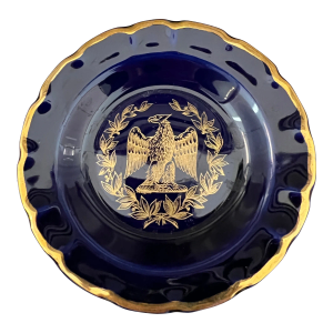 Vintage Limoges Cobalt Blue and Gold Eagle Porcelain Trinket Plate Dish by Limoges, France