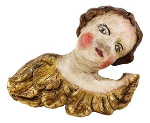 Large Antique Italian Baroque Carved Wood Angel