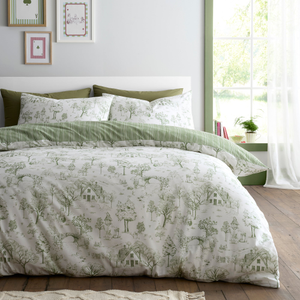Fusion Woodland Toile Duvet Cover Bedding Set Green