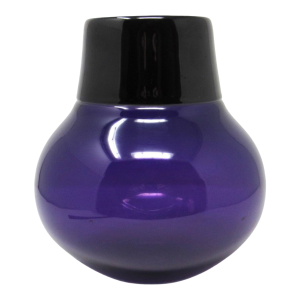 Steven Correia Purple &. Black Glass Vase: Hand-Blown, Signed 2001