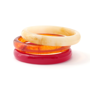 Raspberry Tortoise Multi Resin Bangle Set