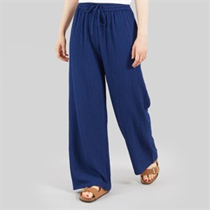 Wednesday's Girl Womens Abbey Tie Waist Trousers Navy