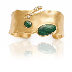 Malachite Statement Cuff Bracelet | Gold Gemstone Cuff