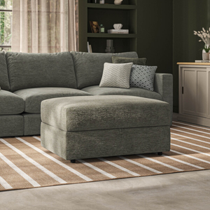 Malvern Storage Footstool in Olive Green fabric