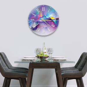 Glass Clock in Rainbow Rain Mountain - 70cm Wide