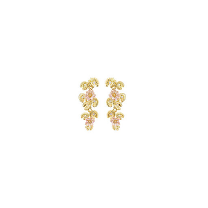 Boucles d'oreilles pendantes Lotus dorés et nymphéas roses