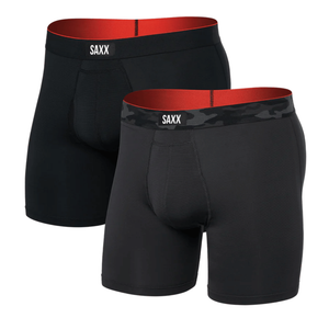 Saxx Mens Multi-Sport Mesh 2 Pack Boxer Shorts - 2XL / Camo Wb/Black