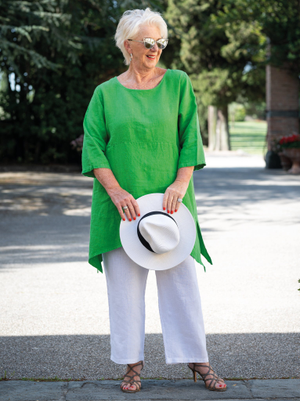 Tatiana Linen Tunic - Apple