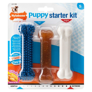 Nylabone Puppy Teething Chicken Bone Starter Kit (3 Pack) - Size : Small