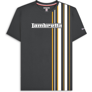 Lambretta Mens Multi Stripe Short Sleeve T-Shirt - M / Iron/Gold