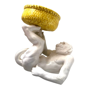 Vintage Italian Made Porcelain Monkey/Bowl Centerpiece