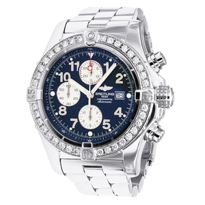 Large Men's Diamond Watch Breitling Super Avenger 48mm Dark Blue Dial