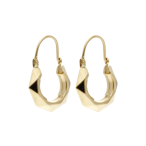Pre-Owned 9ct Yellow Gold Faceted Creole Earrings
